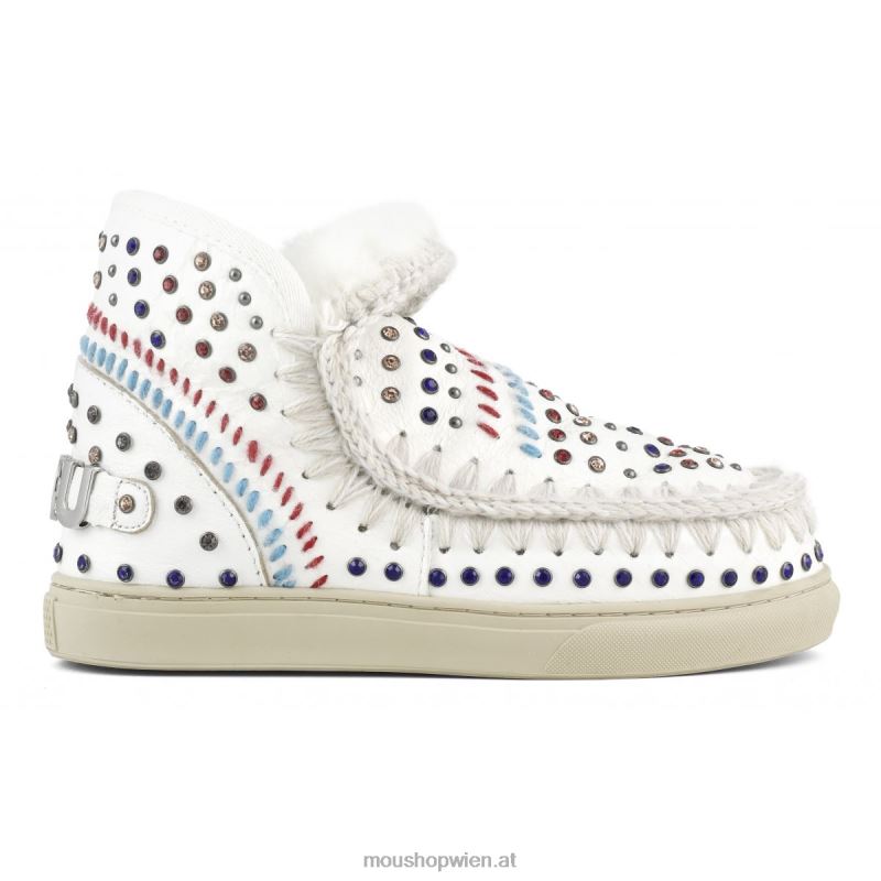 Frauen Eskimo-Sneaker mit Nieten und Nähten Mou P660X642 Wachsweiß