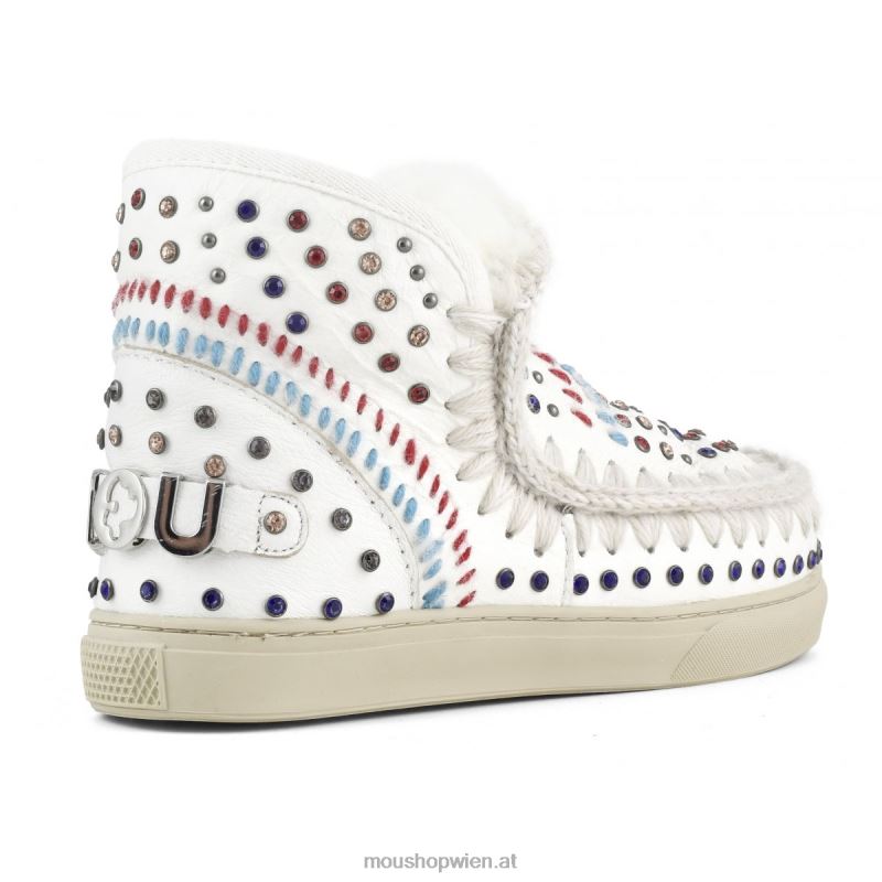 Frauen Eskimo-Sneaker mit Nieten und Nähten Mou P660X642 Wachsweiß