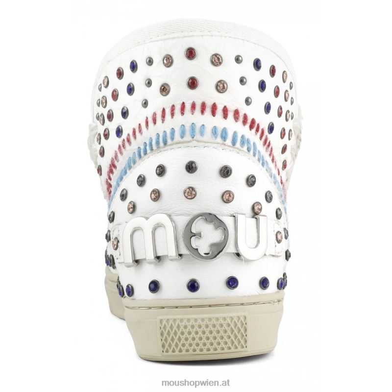 Frauen Eskimo-Sneaker mit Nieten und Nähten Mou P660X642 Wachsweiß