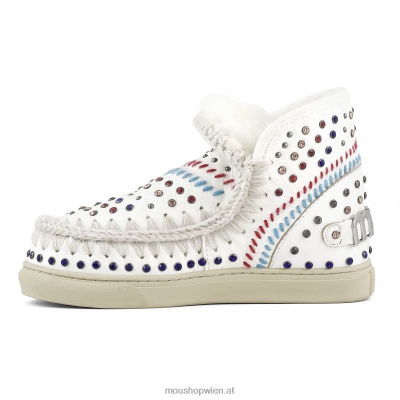 Frauen Eskimo-Sneaker mit Nieten und Nähten Mou P660X642 Wachsweiß