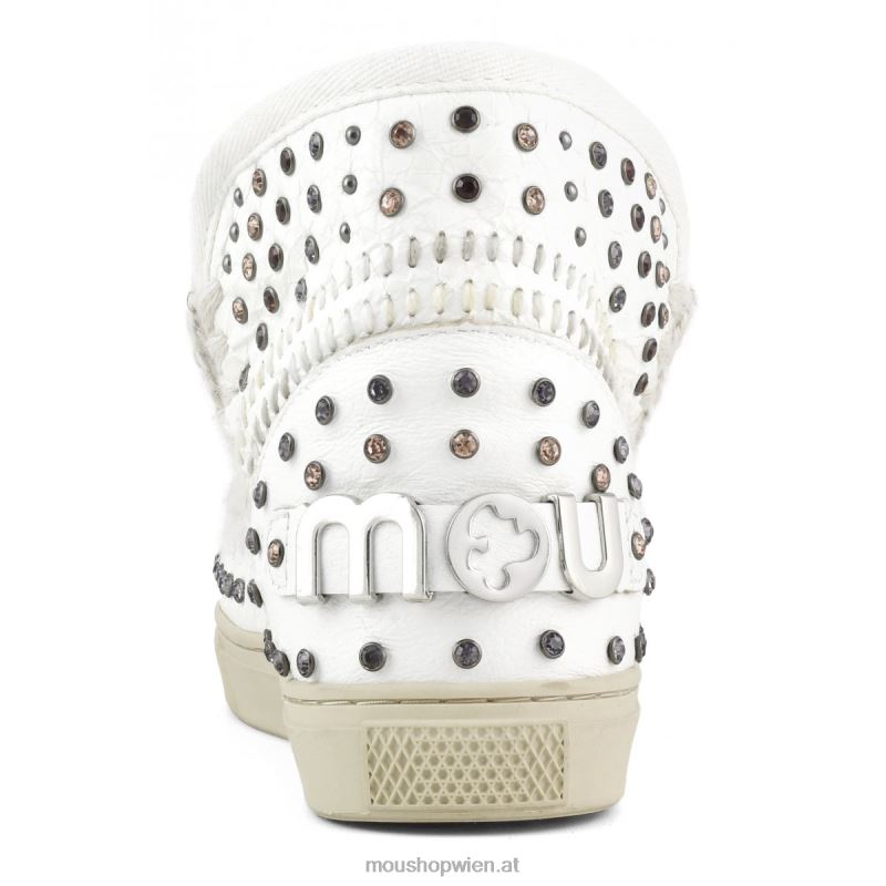 Frauen Eskimo-Sneaker mit Nieten und Nähten Mou P660X643 Wachsweiße Naturfarben, Nieten und Nähte