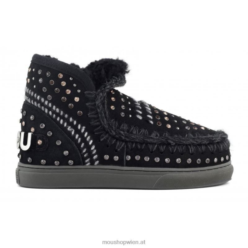 Frauen Eskimo-Sneaker mit Nieten und Nähten Mou P660X672 Schwarz