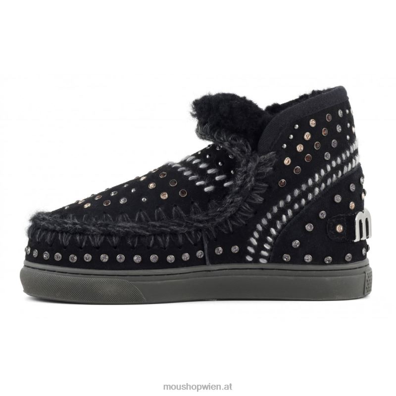 Frauen Eskimo-Sneaker mit Nieten und Nähten Mou P660X672 Schwarz