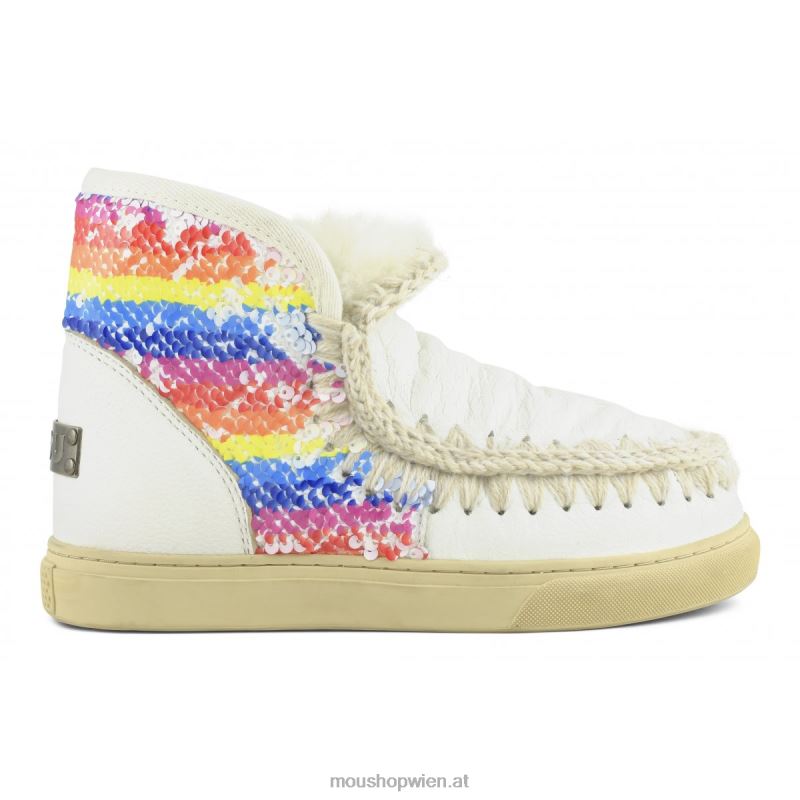 Frauen Eskimo-Sneaker mit Regenbogen-Pailletten Mou P660X641 Wachsweiß