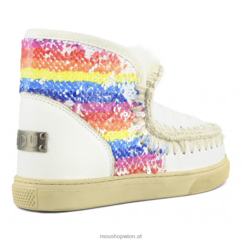 Frauen Eskimo-Sneaker mit Regenbogen-Pailletten Mou P660X641 Wachsweiß