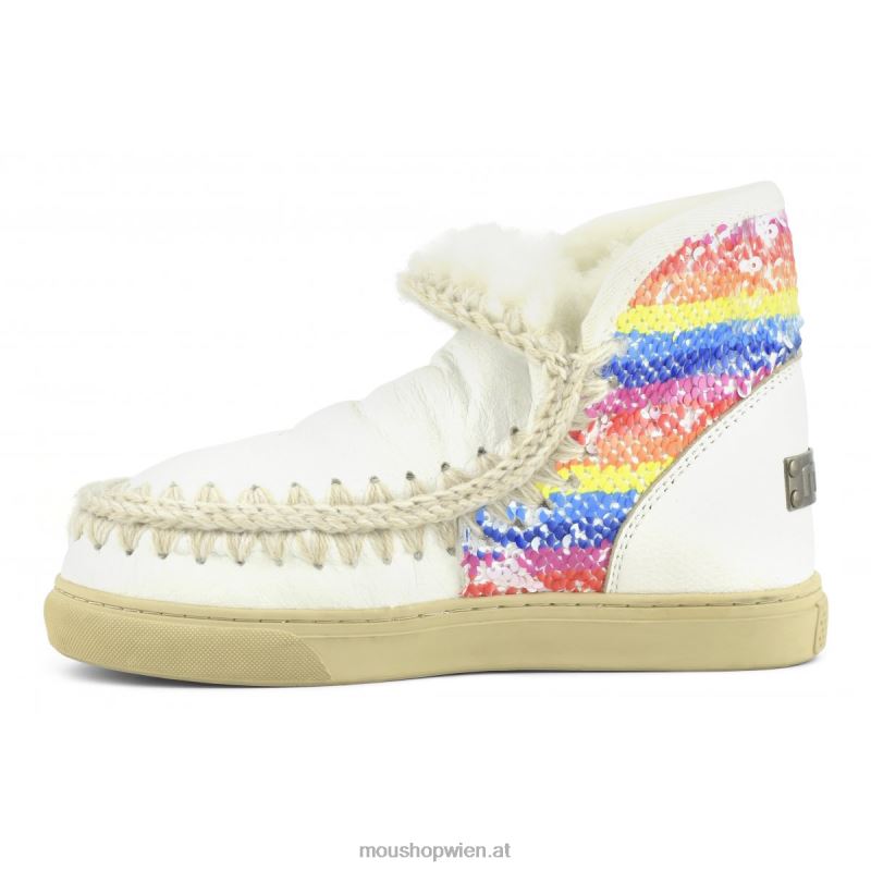 Frauen Eskimo-Sneaker mit Regenbogen-Pailletten Mou P660X641 Wachsweiß