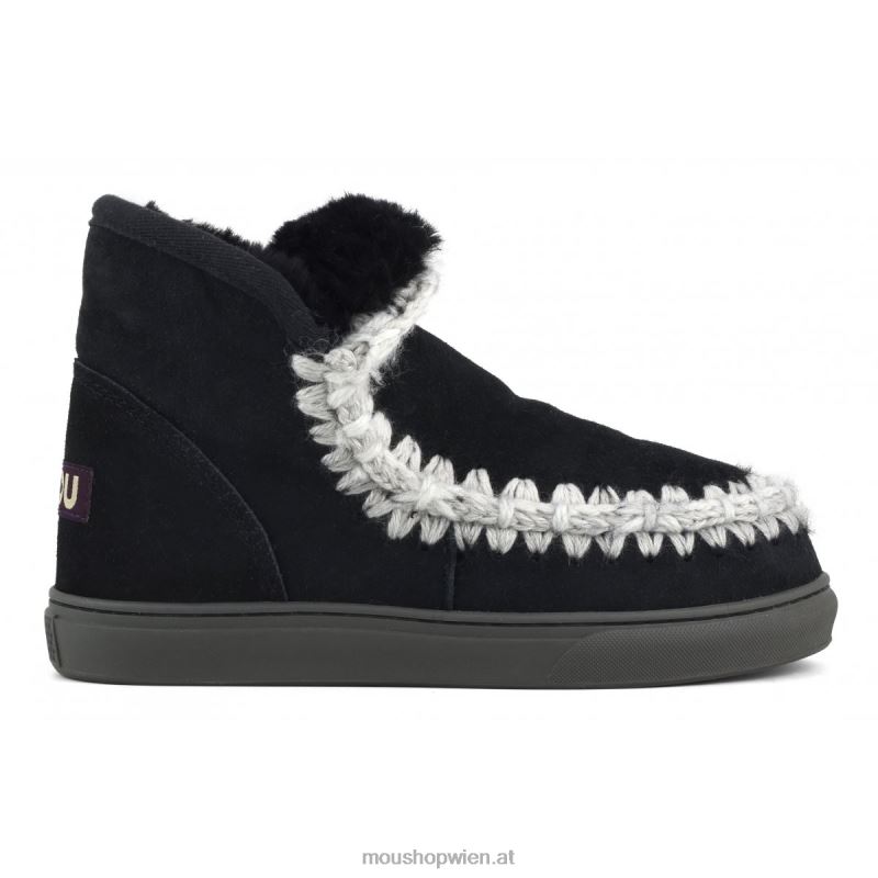 Frauen Eskimo-Sneaker mit Übernähten Mou P660X589 Schwarz