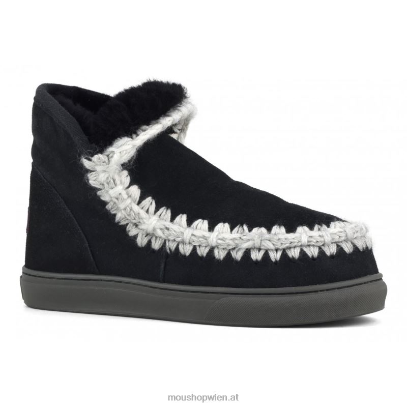 Frauen Eskimo-Sneaker mit Übernähten Mou P660X589 Schwarz