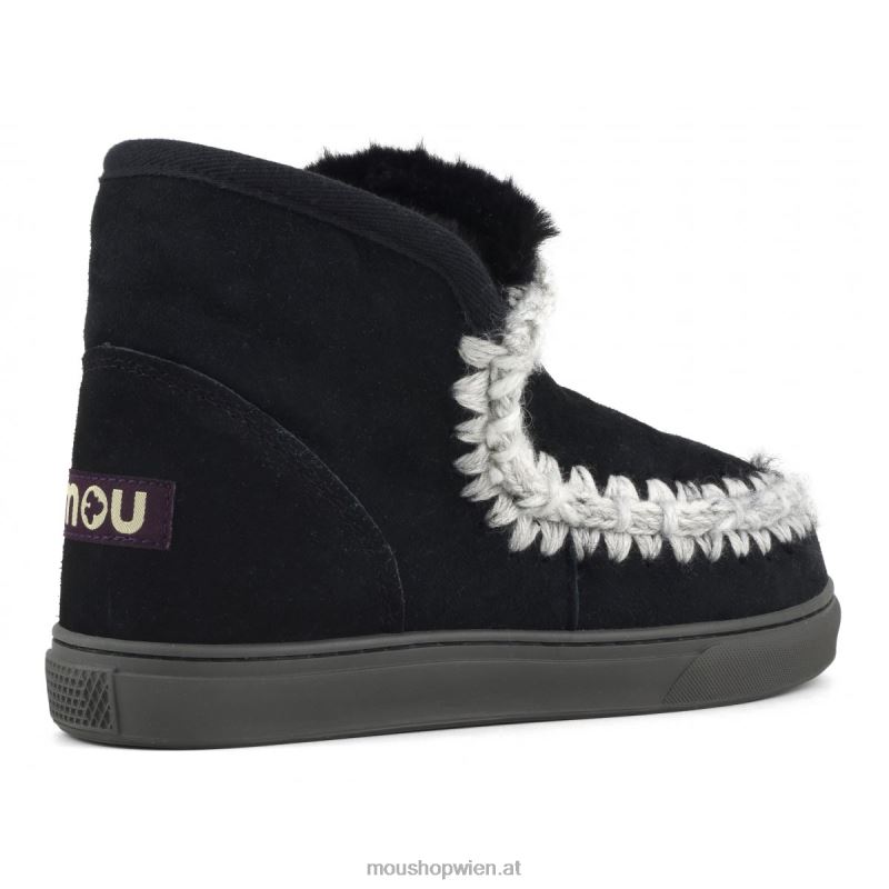 Frauen Eskimo-Sneaker mit Übernähten Mou P660X589 Schwarz