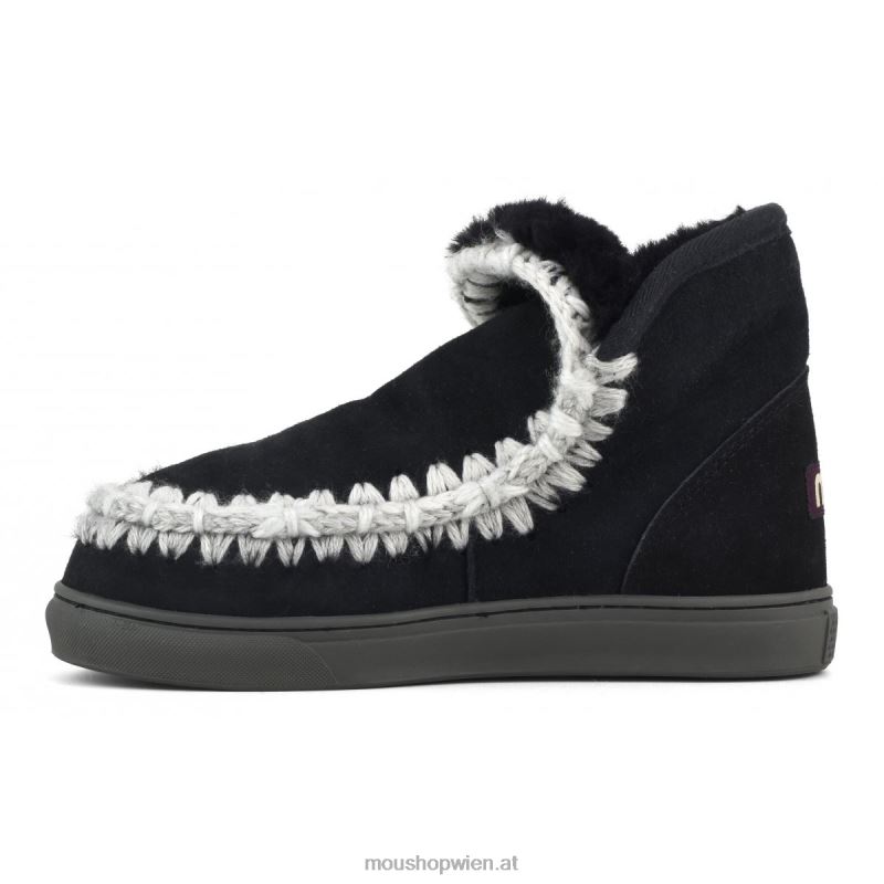 Frauen Eskimo-Sneaker mit Übernähten Mou P660X589 Schwarz