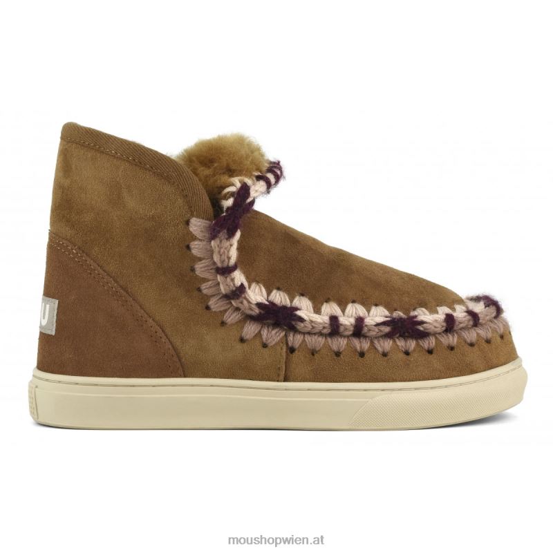 Frauen Eskimo-Sneaker mit Übernähten Mou P660X592 Cognac