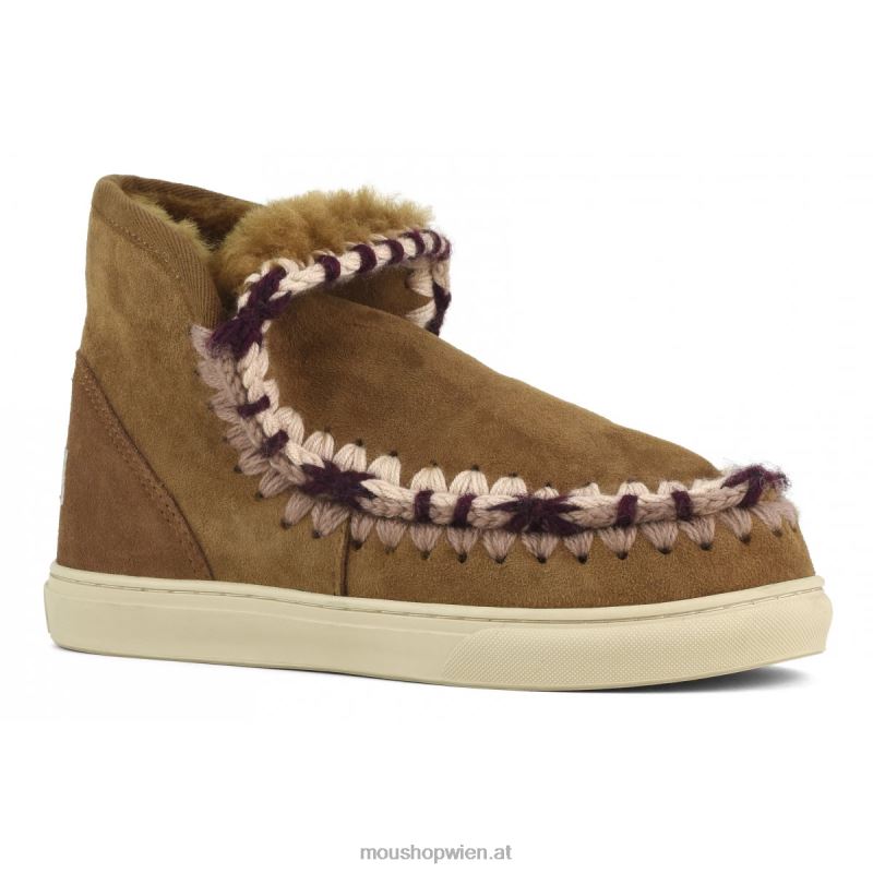 Frauen Eskimo-Sneaker mit Übernähten Mou P660X592 Cognac