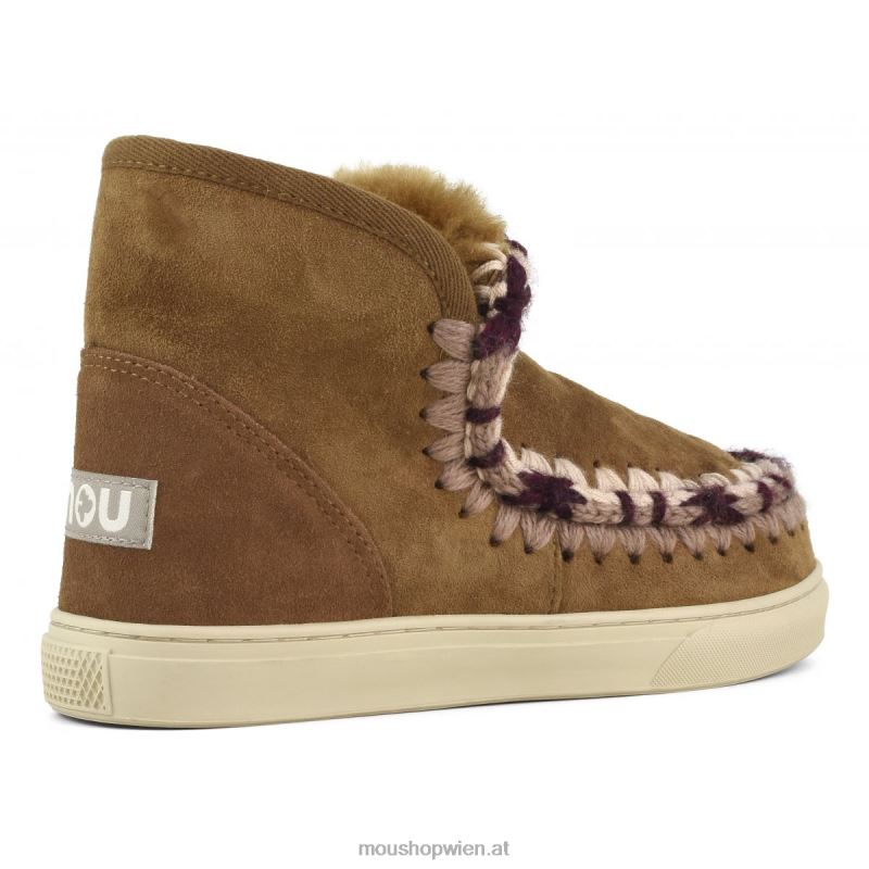 Frauen Eskimo-Sneaker mit Übernähten Mou P660X592 Cognac