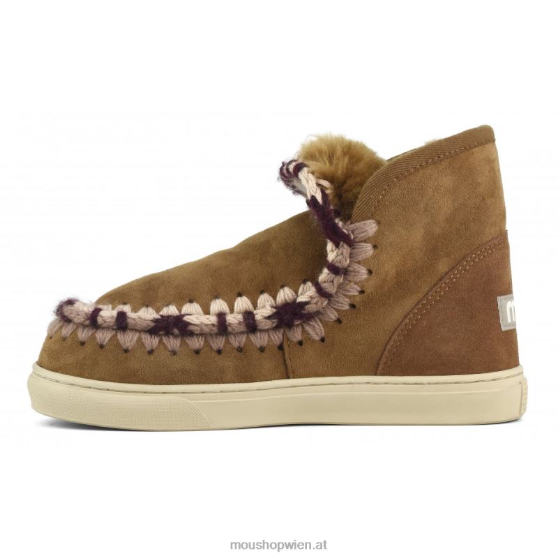 Frauen Eskimo-Sneaker mit Übernähten Mou P660X592 Cognac