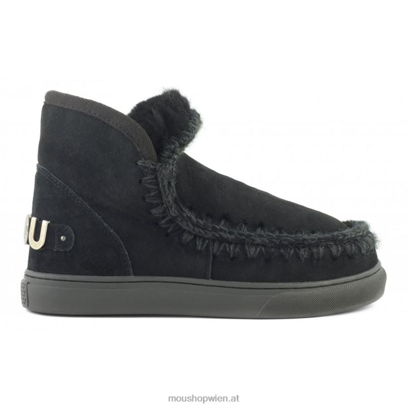 Frauen Eskimo-Sneaker mit großem metallischem Logo Mou P660X599 Schwarz