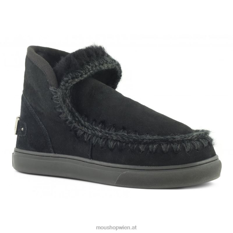 Frauen Eskimo-Sneaker mit großem metallischem Logo Mou P660X599 Schwarz