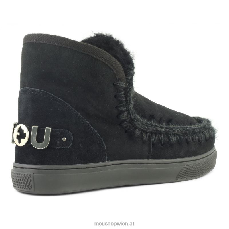 Frauen Eskimo-Sneaker mit großem metallischem Logo Mou P660X599 Schwarz