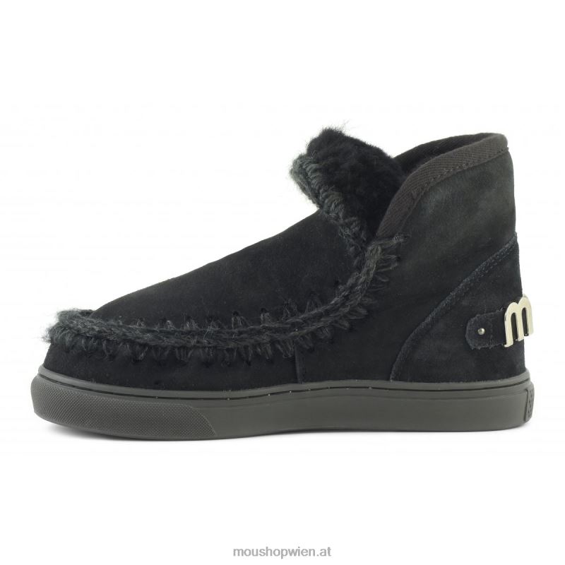 Frauen Eskimo-Sneaker mit großem metallischem Logo Mou P660X599 Schwarz