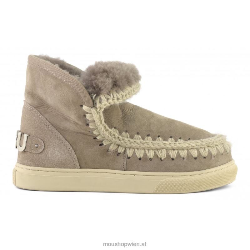 Frauen Eskimo-Sneaker mit großem metallischem Logo Mou P660X600 Elefantengrau