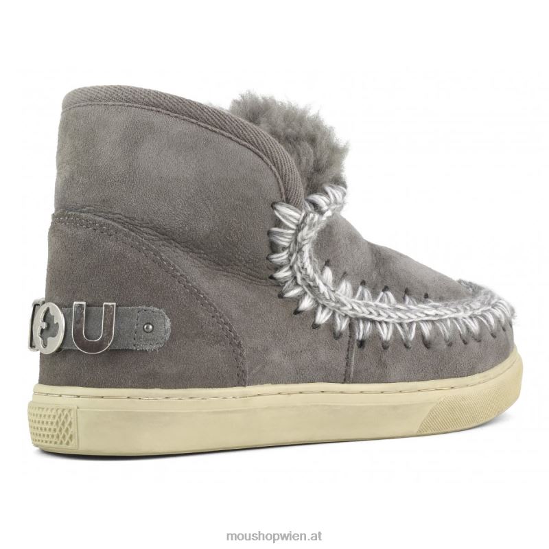 Frauen Eskimo-Sneaker mit großem metallischem Logo Mou P660X601 neues Grau