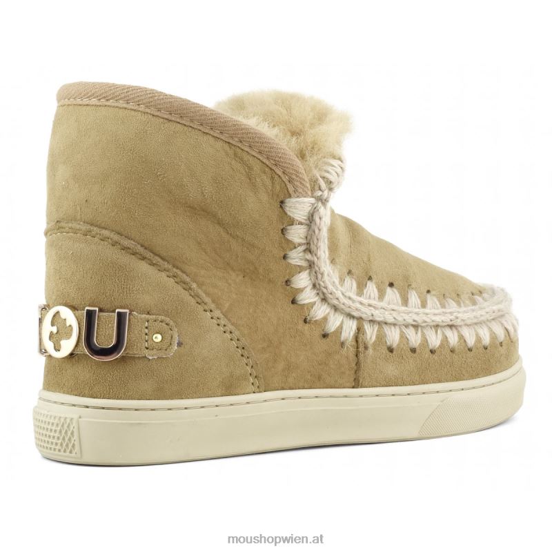 Frauen Eskimo-Sneaker mit großem metallischem Logo Mou P660X603 Tabak