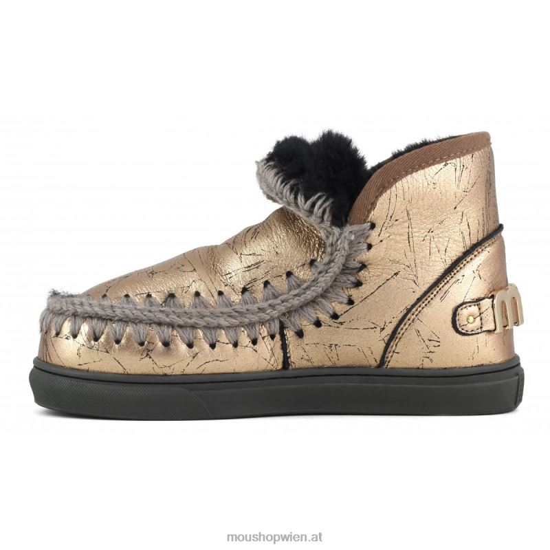 Frauen Eskimo-Sneaker mit großem metallischem Logo Mou P660X647 Distressed-Metallic-Hellbronze