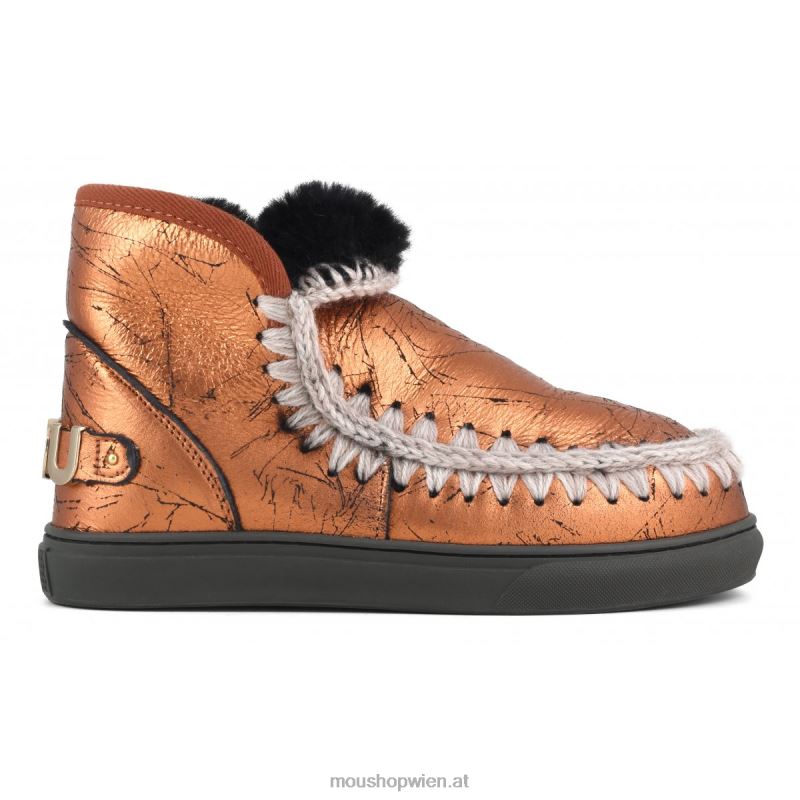 Frauen Eskimo-Sneaker mit großem metallischem Logo Mou P660X648 Distressed-Metallic-Orange
