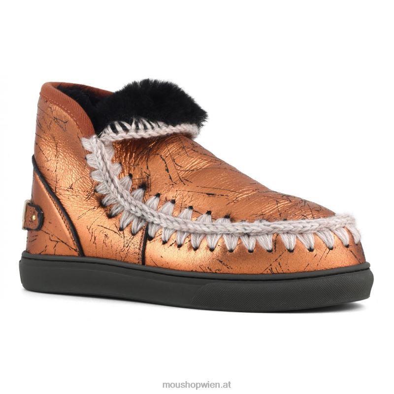 Frauen Eskimo-Sneaker mit großem metallischem Logo Mou P660X648 Distressed-Metallic-Orange