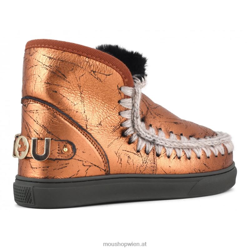 Frauen Eskimo-Sneaker mit großem metallischem Logo Mou P660X648 Distressed-Metallic-Orange