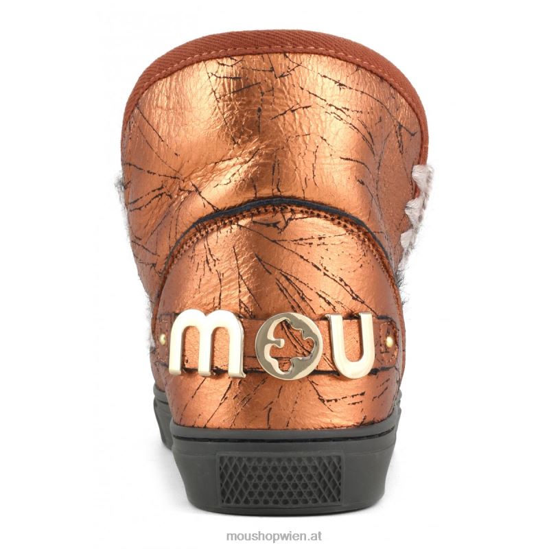 Frauen Eskimo-Sneaker mit großem metallischem Logo Mou P660X648 Distressed-Metallic-Orange
