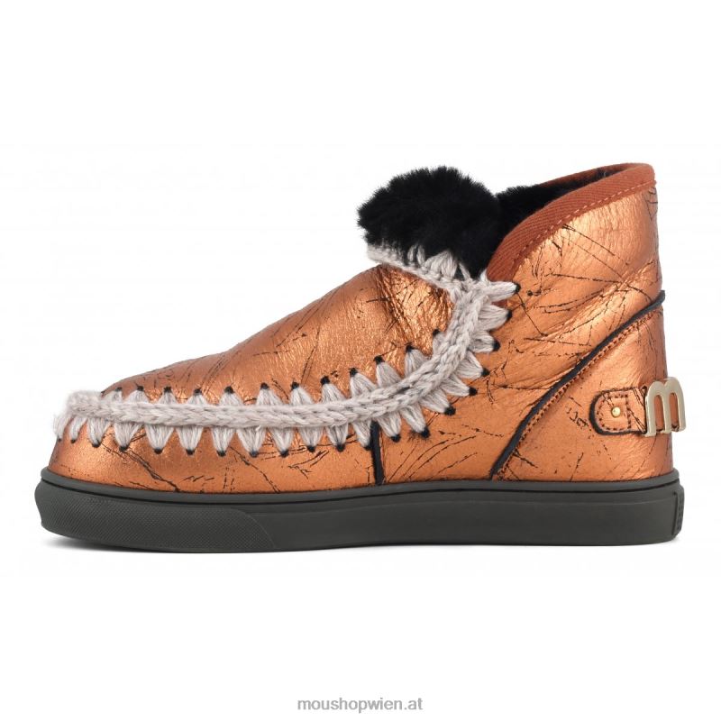 Frauen Eskimo-Sneaker mit großem metallischem Logo Mou P660X648 Distressed-Metallic-Orange