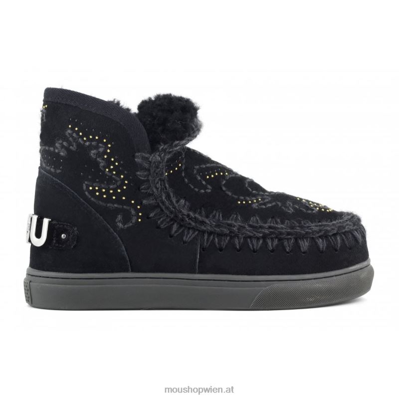 Frauen Eskimo-Sneaker mit texanischer Stickerei Mou P660X649 Schwarz