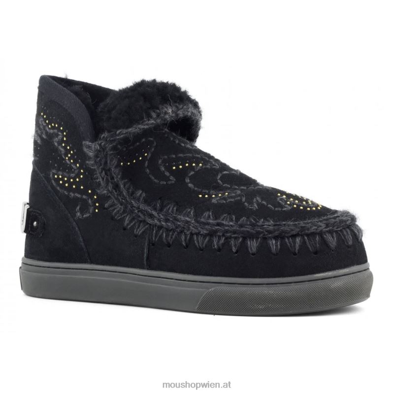 Frauen Eskimo-Sneaker mit texanischer Stickerei Mou P660X649 Schwarz