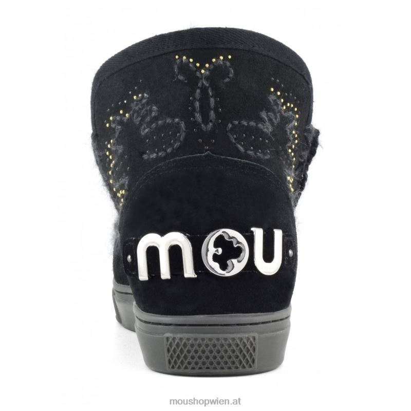 Frauen Eskimo-Sneaker mit texanischer Stickerei Mou P660X649 Schwarz