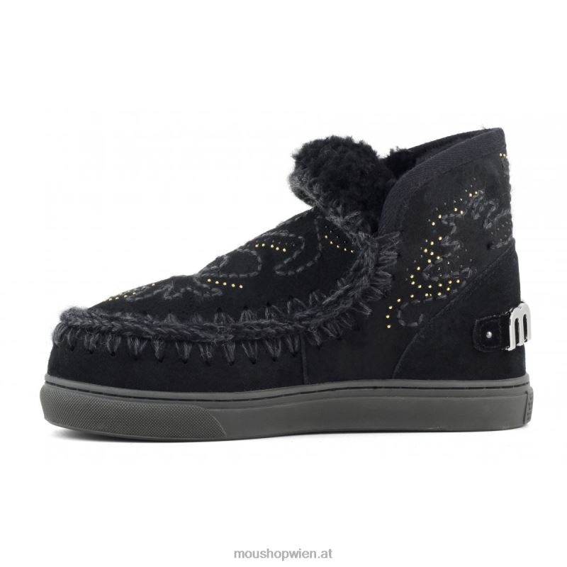 Frauen Eskimo-Sneaker mit texanischer Stickerei Mou P660X649 Schwarz