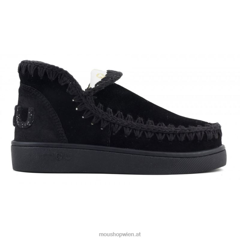 Frauen Sneaker-Monochrom-Glitzer-Logo Mou P660X26 Schwarz