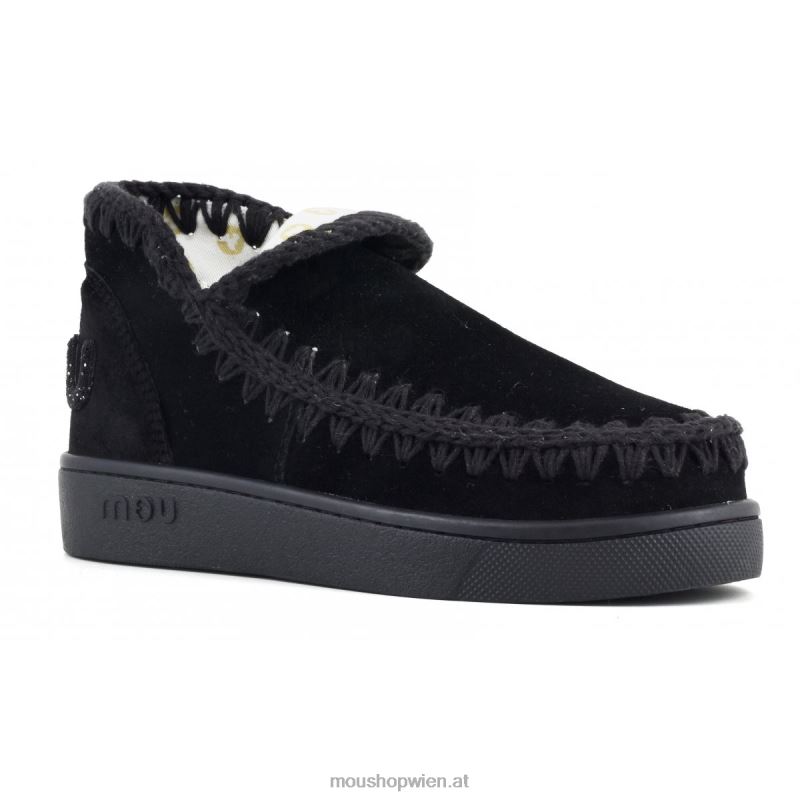 Frauen Sneaker-Monochrom-Glitzer-Logo Mou P660X26 Schwarz