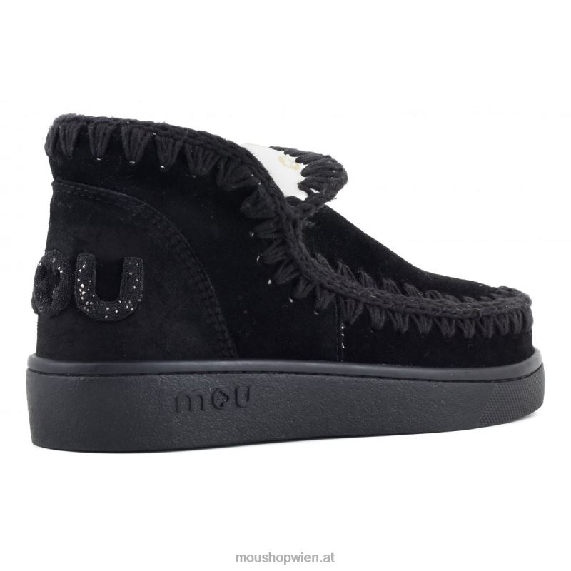 Frauen Sneaker-Monochrom-Glitzer-Logo Mou P660X26 Schwarz
