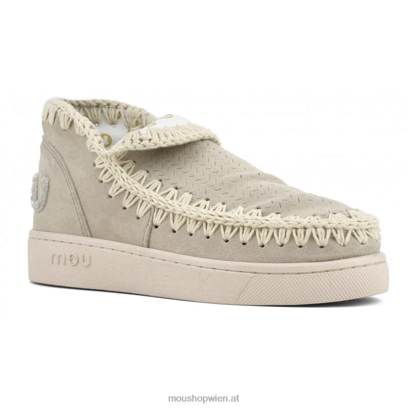 Frauen Sneaker-Monochrom-Glitzer-Logo Mou P660X28 Kreide