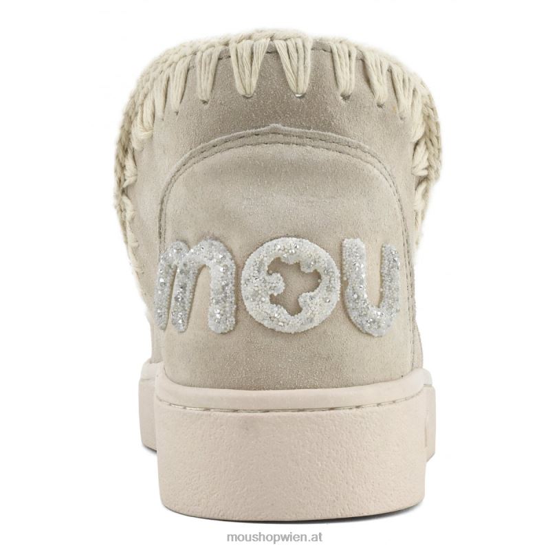 Frauen Sneaker-Monochrom-Glitzer-Logo Mou P660X28 Kreide