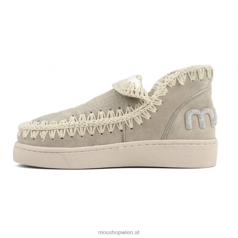 Frauen Sneaker-Monochrom-Glitzer-Logo Mou P660X28 Kreide