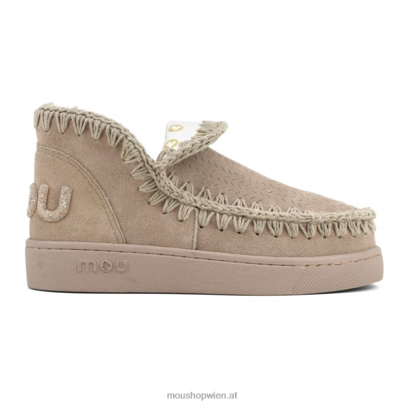 Frauen Sneaker-Monochrom-Glitzer-Logo Mou P660X32 rosa Sand (Flussmittel)