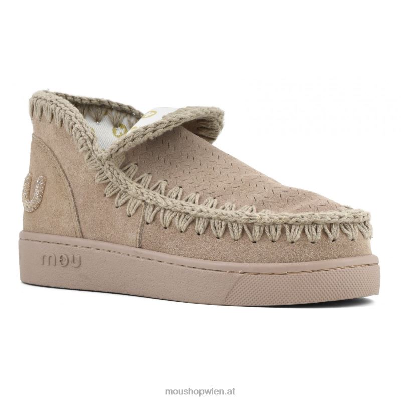 Frauen Sneaker-Monochrom-Glitzer-Logo Mou P660X32 rosa Sand (Flussmittel)