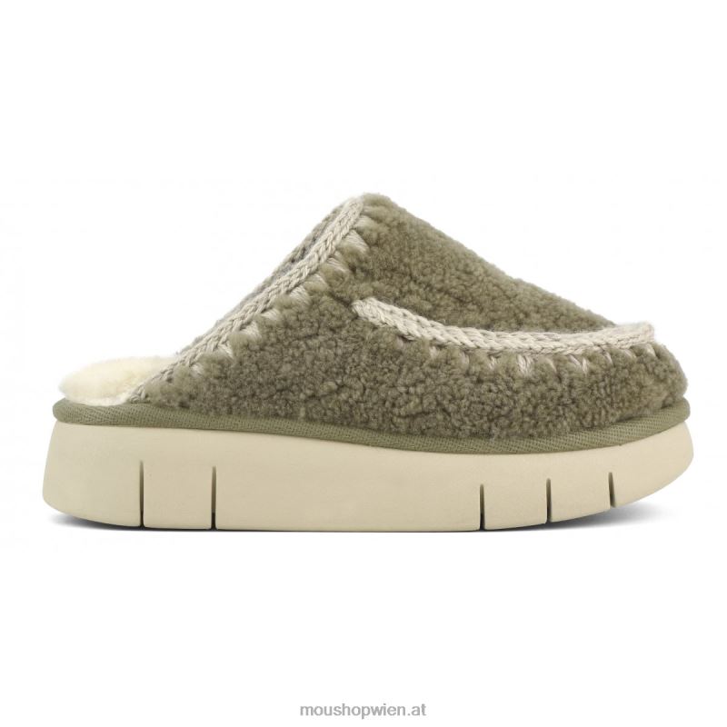 Frauen Bounce Clog aus lockigem Schaffell Mou P660X527 Milieu