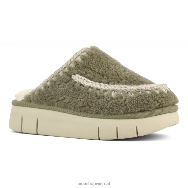 Frauen Bounce Clog aus lockigem Schaffell Mou P660X527 Milieu