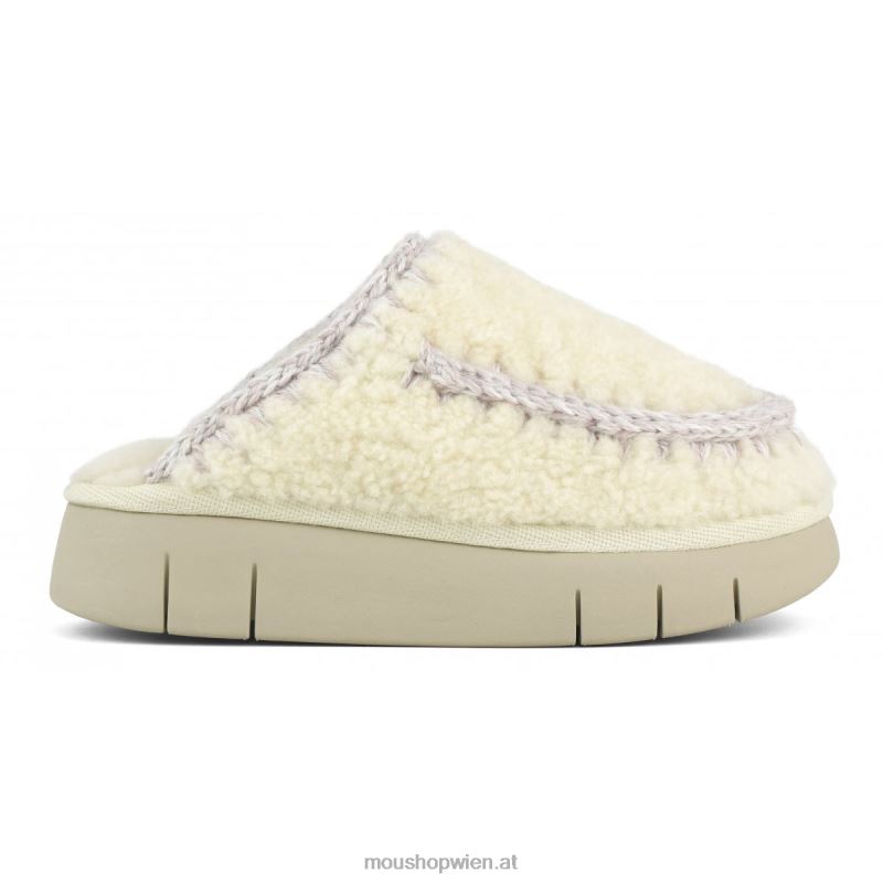 Frauen Bounce Clog aus lockigem Schaffell Mou P660X530 Vanille