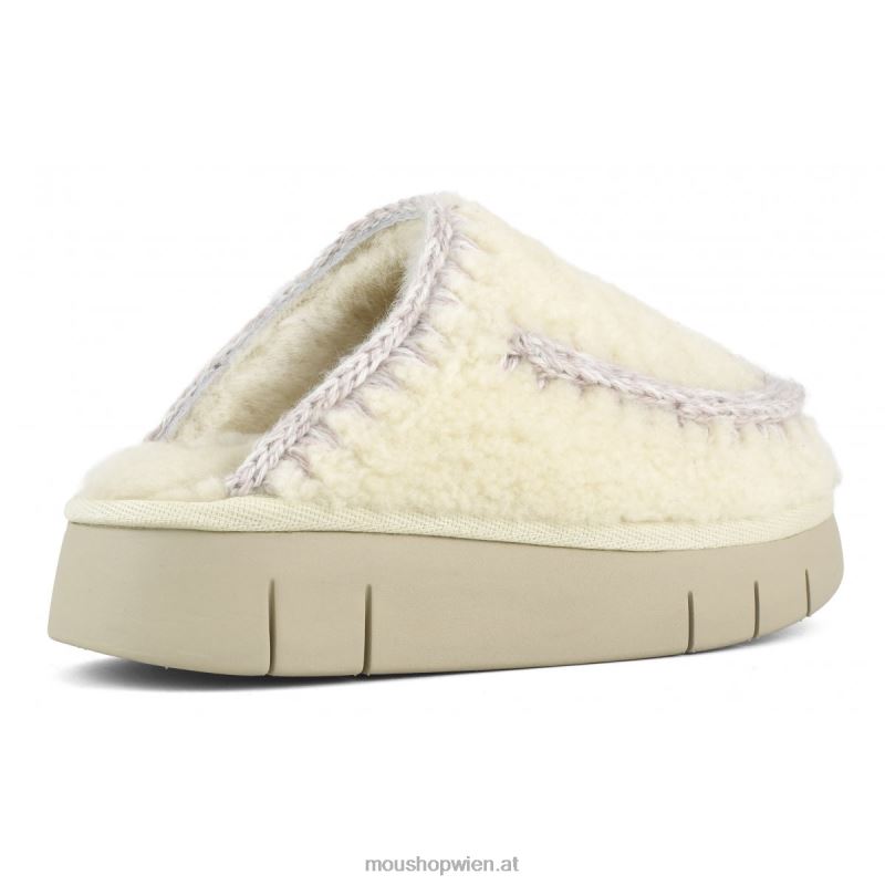 Frauen Bounce Clog aus lockigem Schaffell Mou P660X530 Vanille