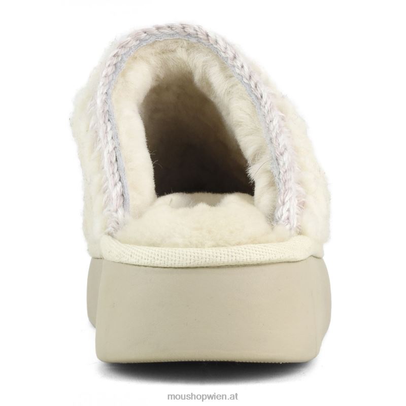 Frauen Bounce Clog aus lockigem Schaffell Mou P660X530 Vanille