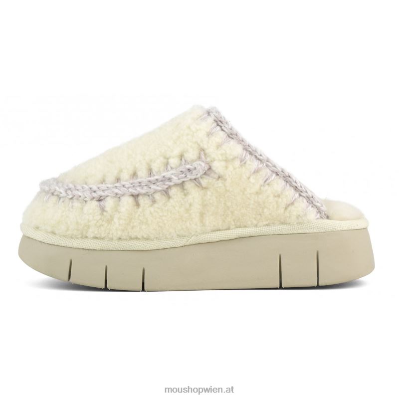 Frauen Bounce Clog aus lockigem Schaffell Mou P660X530 Vanille