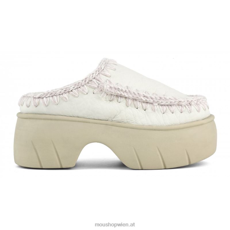 Frauen Eskimo-Clog-Twist Mou P660X525 Nubuk echtes Weiß